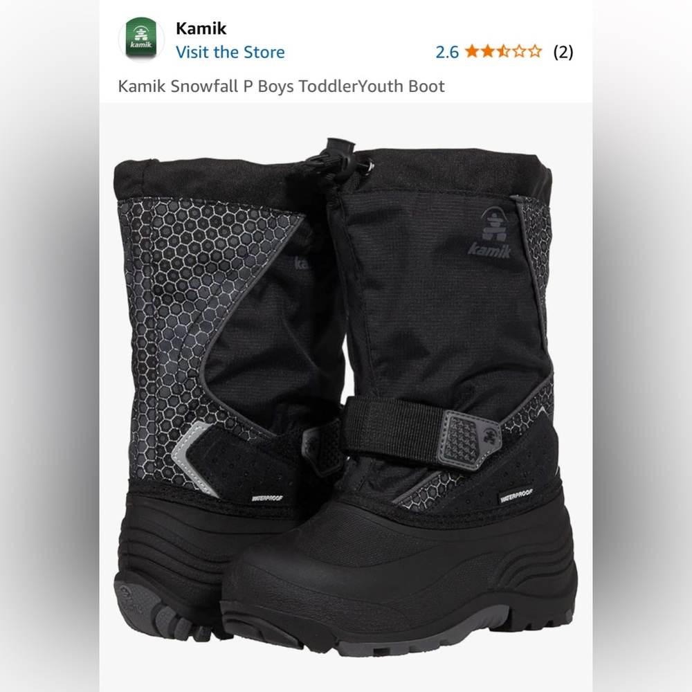 Black snow boots Kamik / like new worn once 10 Kids